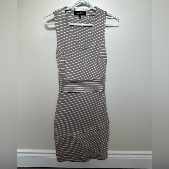 Robert Rodriguez gray white striped body con dress - Picture 2 of 7
